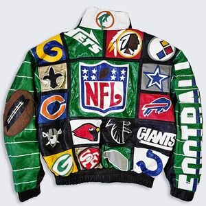 NFL Vintage 90s Patches Custom Handmade Leather Jacket